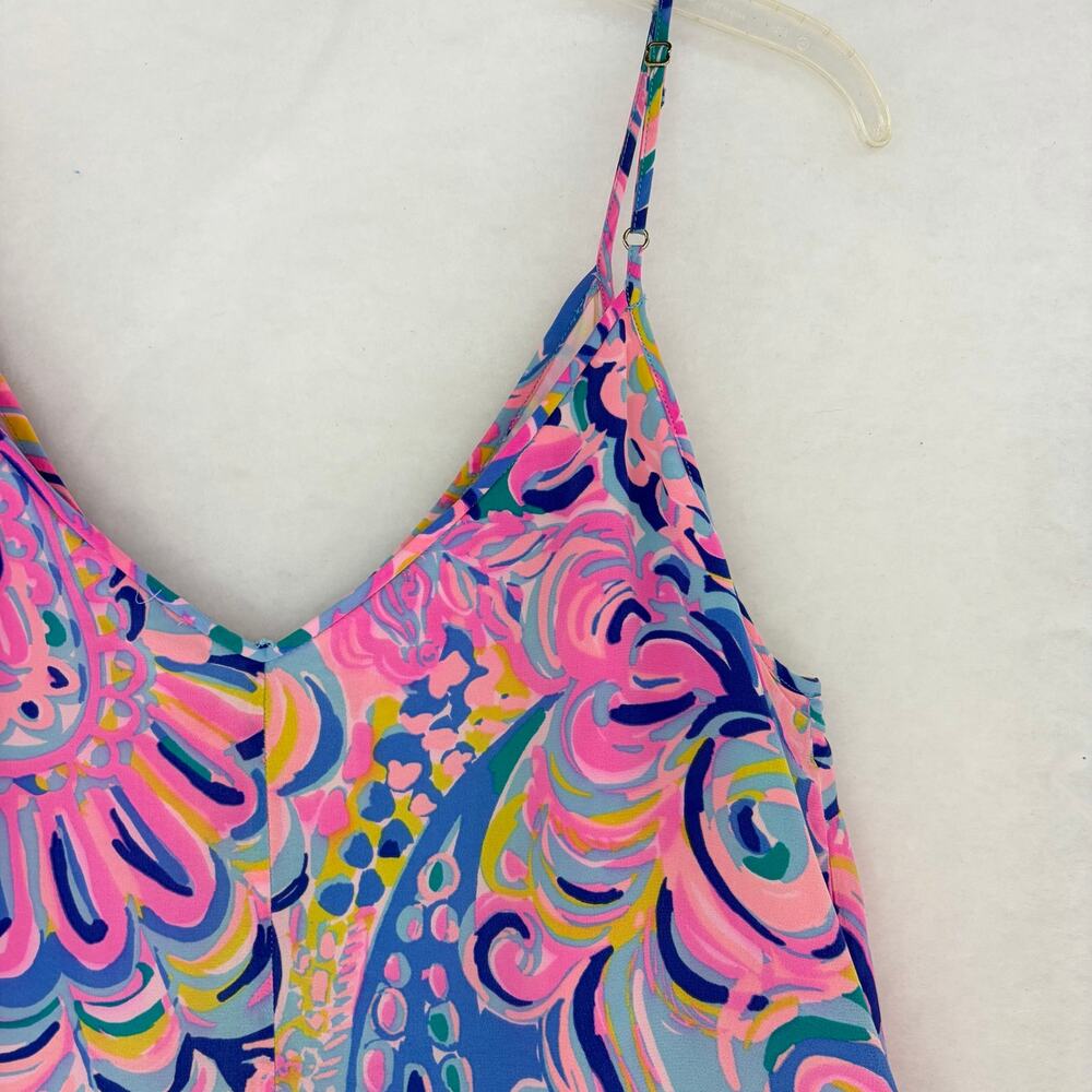 Lilly Pulitzer Spaghetti Strap Mini Slip Dress Size L Pink Blue Abstract Print - Picture 12 of 14
